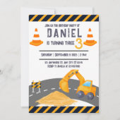 Invitation Anniversaire de enfant du cône de construction de  (Devant)