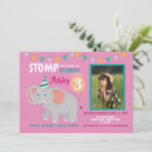 Invitation Anniversaire de enfant du parti Eléphant Photo Pin (Debout devant)