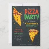Invitation Anniversaire de enfant du parti Kawaii Pizza (Devant)