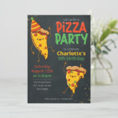 Invitation Anniversaire de enfant du parti Kawaii Pizza (Debout devant)