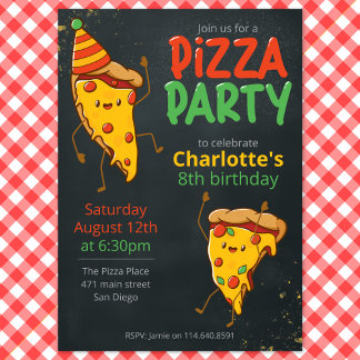 Invitation Anniversaire de enfant du parti Kawaii Pizza