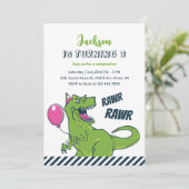 Invitation Anniversaire de enfant du parti T-Rex Dinosaur Raw (Debout devant)