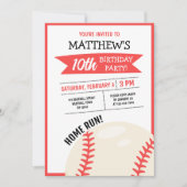 Invitation Anniversaire de enfant du ruban de baseball modern (Devant)