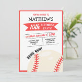 Invitation Anniversaire de enfant du ruban de baseball modern (Debout devant)