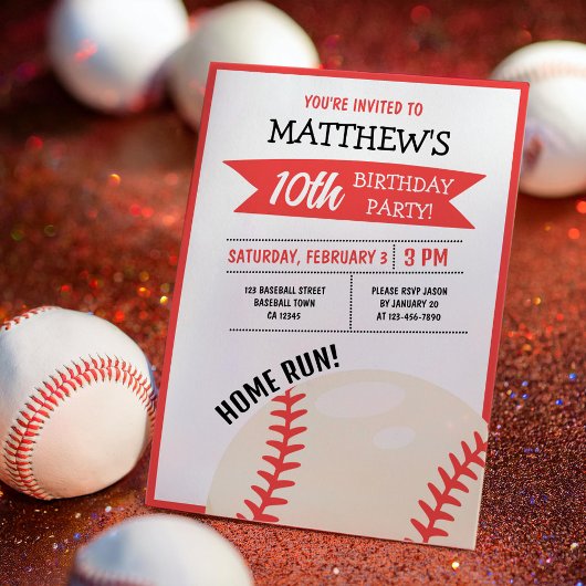Invitation Anniversaire de enfant du ruban de baseball modern