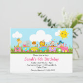 Invitation Anniversaire de enfant du train Animal Circus en r (Debout devant)