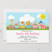 Invitation Anniversaire de enfant du train Animal Circus en r (Devant)