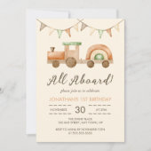 Invitation Anniversaire de enfant du transport ferroviaire Bo (Devant)