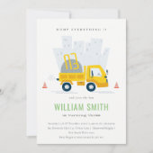 Invitation Anniversaire de enfant du véhicule de construction (Devant)