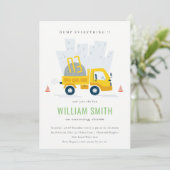Invitation Anniversaire de enfant du véhicule de construction (Debout devant)