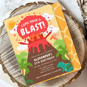 Invitation Anniversaire de enfant du volcan Dinosaur