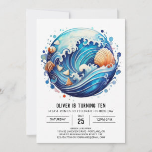 Invitation Anniversaire de enfant en ligne Waves