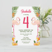 Invitation Anniversaire de enfant Flamant rose (Debout devant)