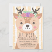 Invitation Anniversaire de enfant Floral Deer Cute (Devant)