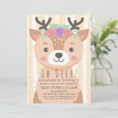 Invitation Anniversaire de enfant Floral Deer Cute (Debout devant)