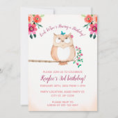 Invitation Anniversaire de enfant Floral Owl (Devant)