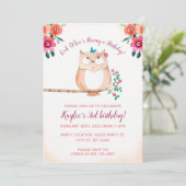 Invitation Anniversaire de enfant Floral Owl (Debout devant)