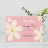 Invitation Anniversaire de enfant floral Retro Daisy (Debout devant)