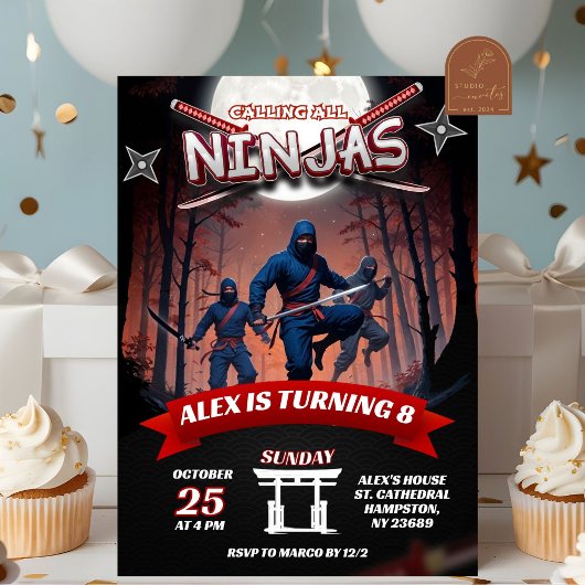Invitation Anniversaire de enfant guerrier Ninja Boy
