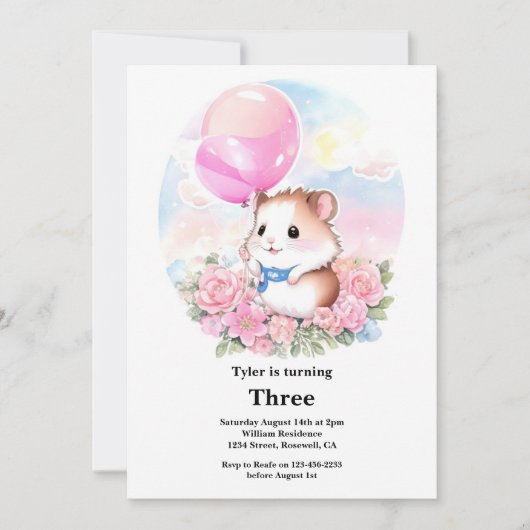 Invitation Anniversaire de enfant Hamster (Devant)