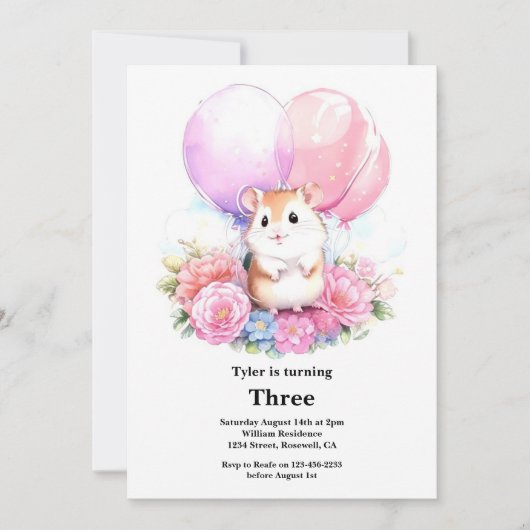 Invitation Anniversaire de enfant Hamster (Devant)