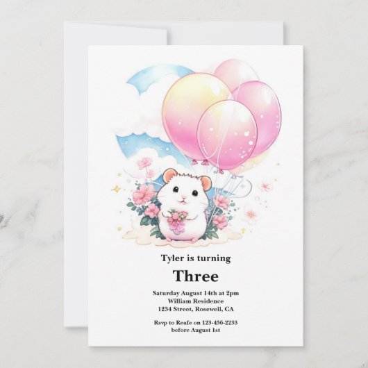 Invitation Anniversaire de enfant Hamster (Devant)