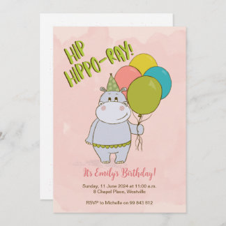 Invitation Anniversaire de enfant Hip Hippo-Ray