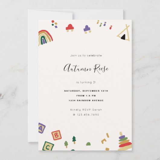 Invitation Anniversaire de enfant Jouet en bois (Devant)