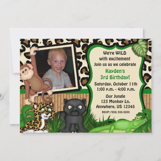 Invitation Anniversaire de enfant Jungle Safari (Devant)