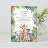 Invitation Anniversaire de enfant Jungle Safari Animaux pour  (Debout devant)