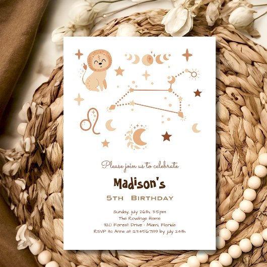 Invitation Anniversaire de enfant Leo zodiac