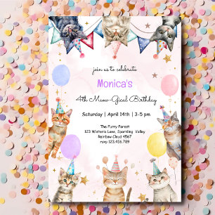 Invitation Anniversaire de enfant mémiogique des chats de fêt