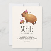 Invitation Anniversaire de enfant mignon Capybara (Devant)