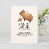Invitation Anniversaire de enfant mignon Capybara (Debout devant)