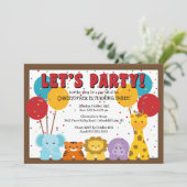 Invitation Anniversaire de enfant mignon de jungle de safari (Debout devant)