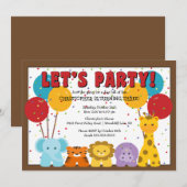 Invitation Anniversaire de enfant mignon de jungle de safari (Devant / Derrière)