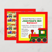 Invitation Anniversaire de enfant mignon de thème de train - (Devant / Derrière)