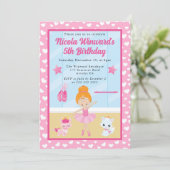 Invitation Anniversaire de enfant mignon Red Haired Ballerina (Debout devant)