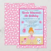 Invitation Anniversaire de enfant mignon Red Haired Ballerina (Devant / Derrière)