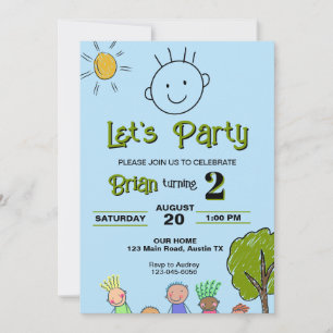 Invitation Anniversaire de enfant mignon tiré à main