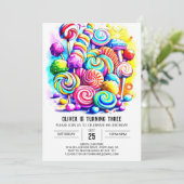 Invitation Anniversaire de enfant moderne de Candyland (Debout devant)