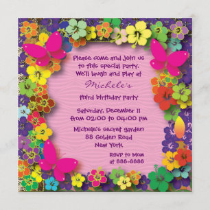 Invitation Anniversaire de enfant :Mon jardin secret