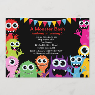 Invitation Anniversaire de enfant Monster Bash