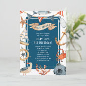 Invitation Anniversaire de enfant nautique aquarelle (Debout devant)