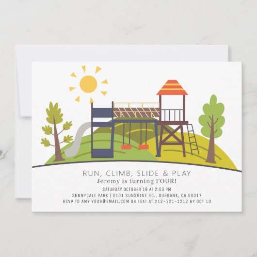 Invitation Anniversaire de enfant Park Playground (Devant)