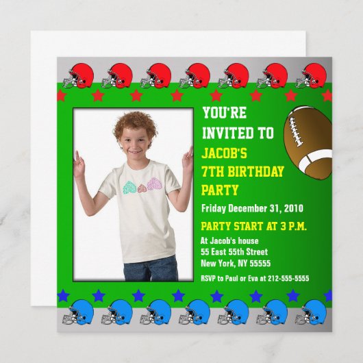 Invitation Anniversaire de enfant Party Ajouter un (Devant / Derrière)