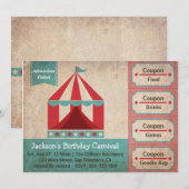 Invitation Anniversaire de enfant Party - Carnival Admission  (Devant / Derrière)