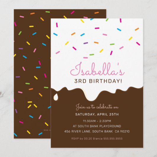 Invitation ANNIVERSAIRE DE ENFANT PARTY gouttes de dégivrage  (Devant / Derrière)