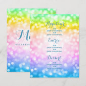 Invitation Anniversaire de enfant Party Menu Unicorn Rainbow (Devant / Derrière)