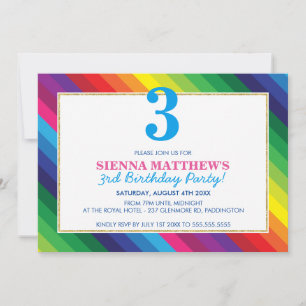 Invitation ANNIVERSAIRE DE ENFANT PARTY moderne coloré gras a